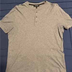 Express Men's Short Sleeve Gray Henley